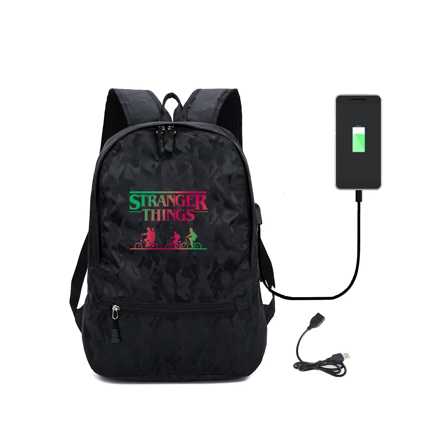 

2020 Stranger Things Backpack Female Student School Bag For Laptop Bagpack For Girls With USB Charging Port Canvas College Bags