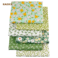6pcslotgreen floralprinted twill cotton fabricpatchwork clothcalico set for diy sewing quilting babychild ragdoll material