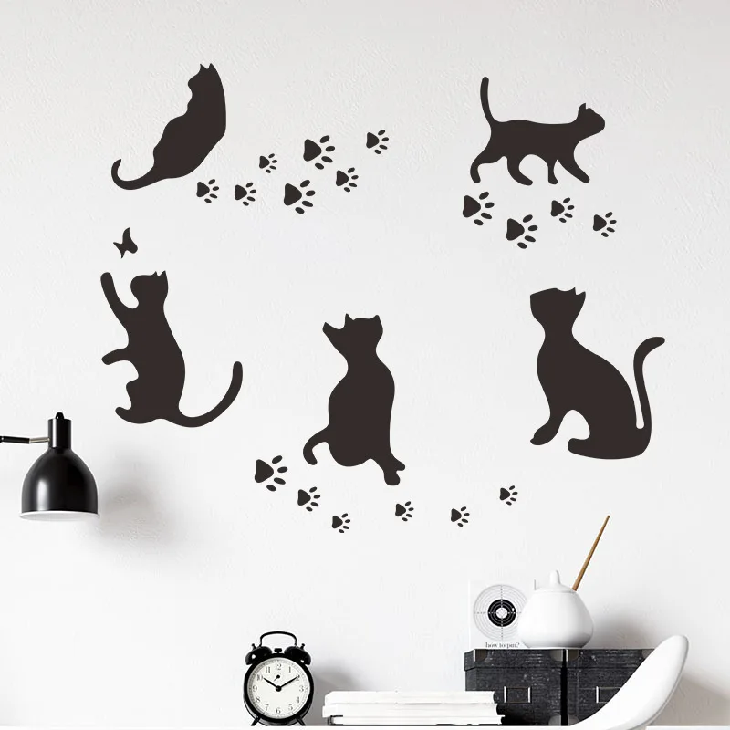 

Cartoon Animal Cat Footprint Wall Sticker for Kids Baby Rooms Wallpaper Wardrobe Home Decoration Art Mural Decals