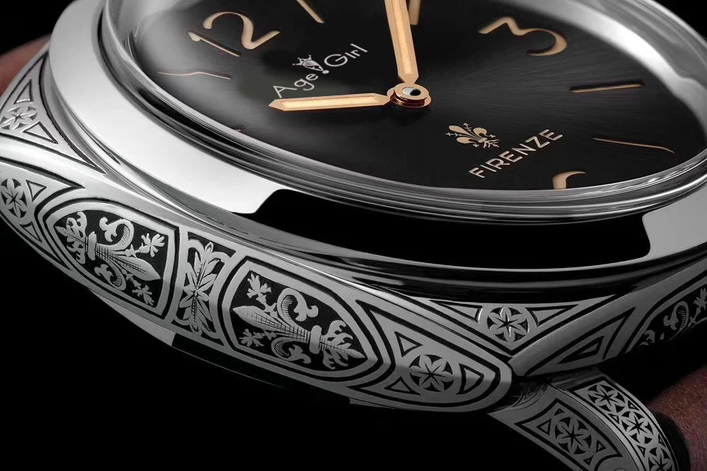 

Classic New Automatic Mechanical Men Sculpture Flower Black Brown Leather Sapphire Stainless Steel Sport No Date Watches