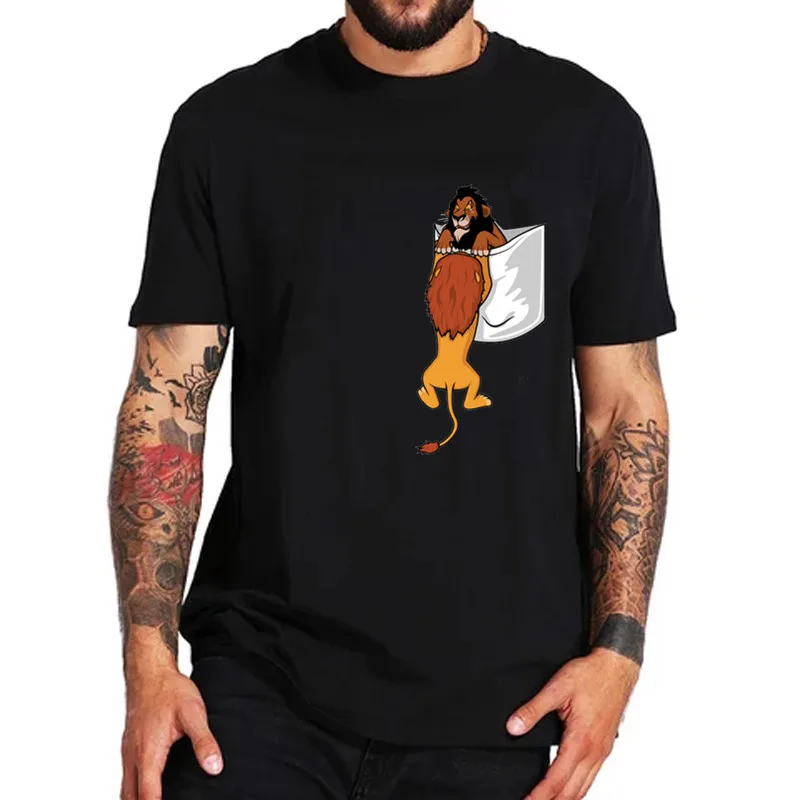 Лев Король simba в кармане Забавные футболки для мужчин 2019 Цвет Мода разнообразная