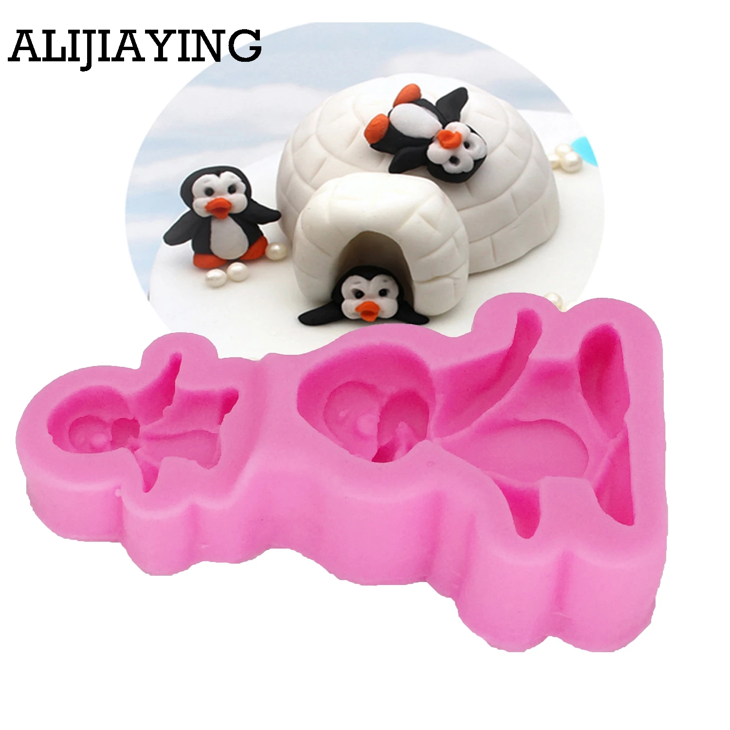 Форма силиконовая для украшения Рождественского торта, пингвинов, M1037, формы для пирожных сделай сам