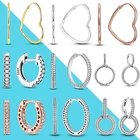 2022, очаровательные Двойные серьги-кольца, подходят на 925 оригинальные фирменные шармы сделай сам, изящная бижутерия, подарок для женщин, изящные серьги