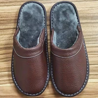 2022 spring fashion leather slippers men indoor fluffy slides unisex large plus size 47 48 women indoor casual memory faom shoes