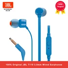 Проводные стереонаушники JBL T110 3,5 мм, музыкальные наушники-вкладыши с глубокими басами, спортивные наушники с управлением в режиме свободные руки и микрофоном