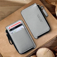 fashion slim mens leather small wallet credit card holder women small cash zipper coin purse 2022 winter new for man women