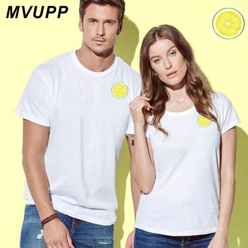 Одинаковая одежда для пар с принтом лимона летняя футболка влюбленных хлопковая