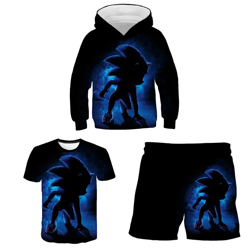 

2021 Fashion Baby 3D Printing Short Sleeve Hoodies Shorts Cartoon Anime Girls T-Shirts Parent-Child Outfit Sets Casual Cozy Tops