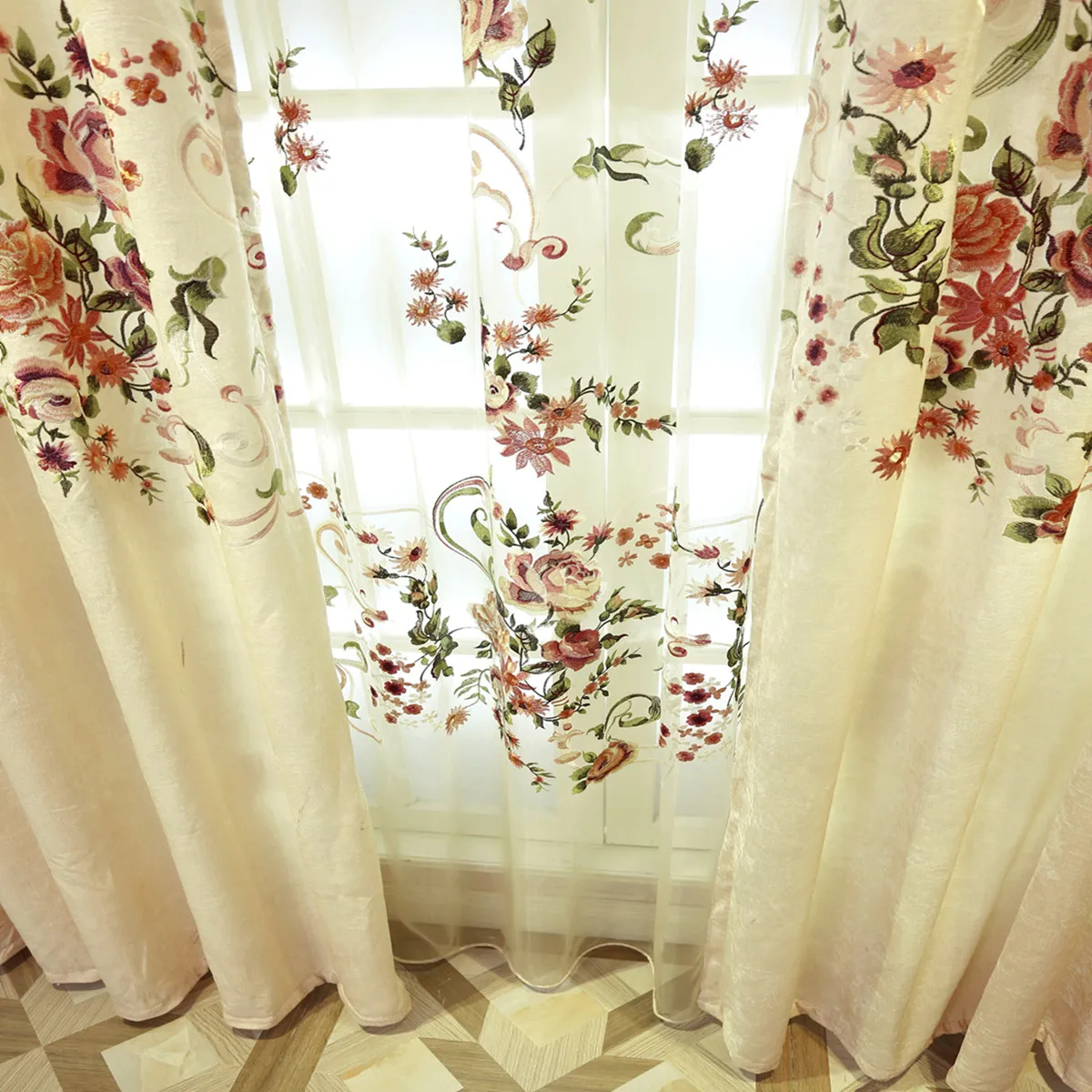 

NEW Luxury European Curtains for Living Room Bedroom High-grade Custom Chenille Embroidery Sheer Customize Cloth Valance