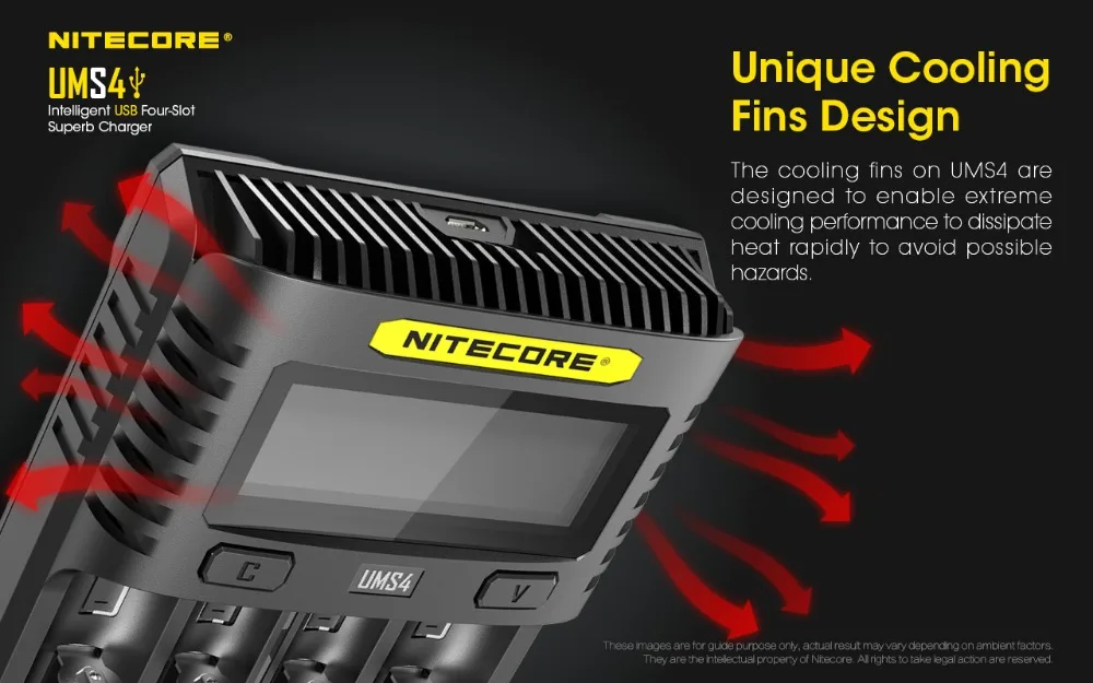 NITECORE UMS4 интеллектуальное USB четырехслотовое зарядное устройство OLED экран дисплей зарядное устройство