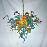 hand blown glass crystal chandelier sky bule w70xh60cm led art pendant light indoor lustre hotel hallparlor decoration