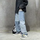 Новинка, мужские джинсы в стиле пэчворк, Молодежные джинсовые брюки в стиле колледжа, уличные джинсы в стиле хип-хоп, базовая ковбойская одежда в Корейском стиле