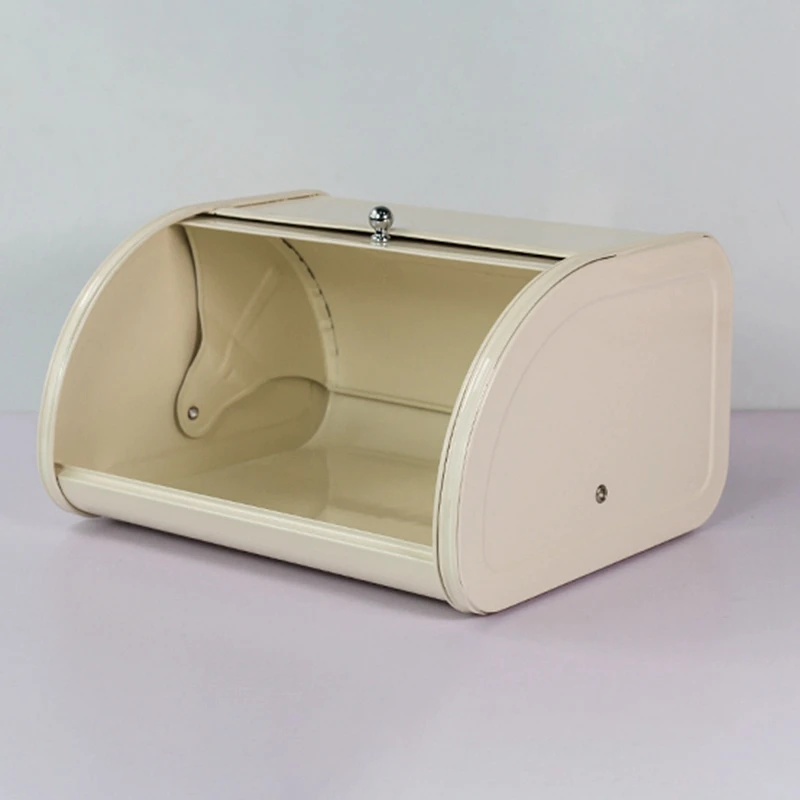 

Metal Bread Box Bin Kitchen Storage Containers Home Kitchen with Roll Top Lid Store