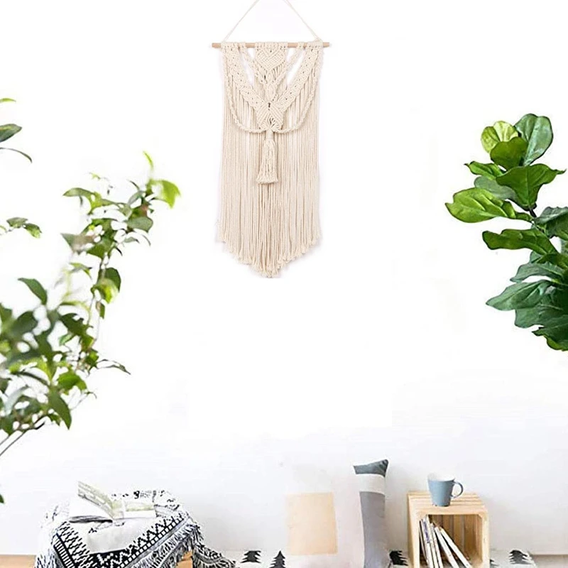 

Macrame Woven Wall Hanging Boho Chic Bohemian Home Geometric Art Decor Beautiful Dorm Room Decoration 75 x 35cm