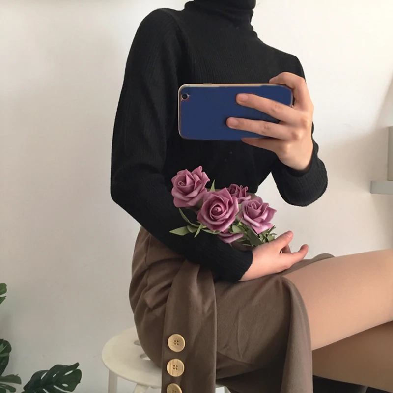 RICININA Женская длинная юбка 2020 пуговиц с поясом одноцветная Ретро стиль юбки для