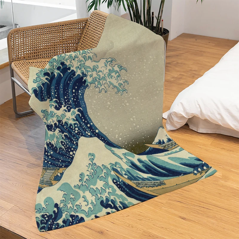 

Японская культура фланелевое одеяло Ukiyo-e знаменитые картины 3D печать дети взрослые одеяла домашний декор модная вечевечерние плед одеяло