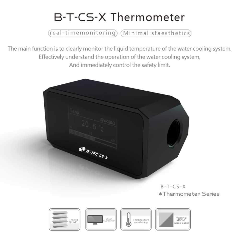

Bykski Real time OLED Digital Display For Custom Liquid water Cooling Flow Meter Flowmeter Alarm Multi Function PC Cooler