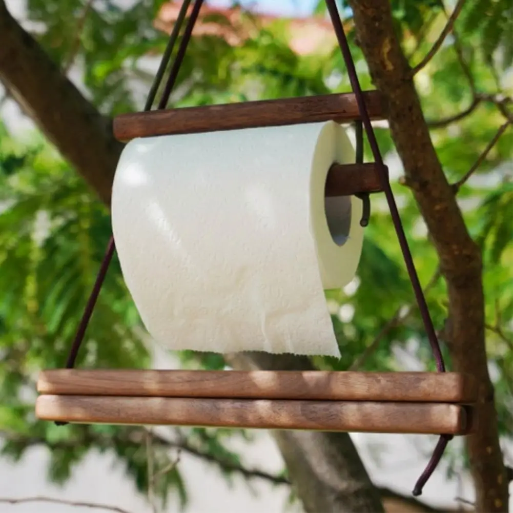 

Paper Towel Rack Toilet Paper Holder Hanging Towel Wooden Stick Rack Outdoor Organizer Tissue Holder For Home Roll Q4W7