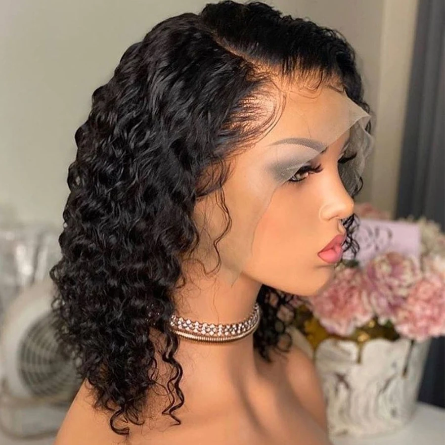 

Short Curly Bob Lace Front Human Hair Wigs Pre Plucked Baby Hair For Black Women Glueless Curly Frontal Closure Wigs Remy Hair
