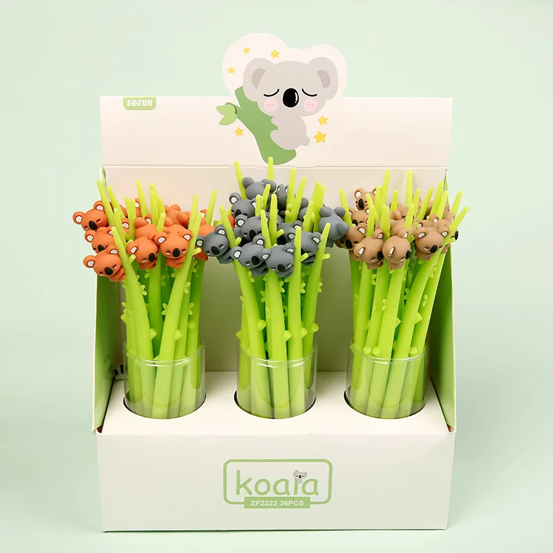 

48 pcs/lot Creative Koala Bendable Gel Pen Cute 0.5 mm Signature Pen School Office writing Supplies Promotional Gift