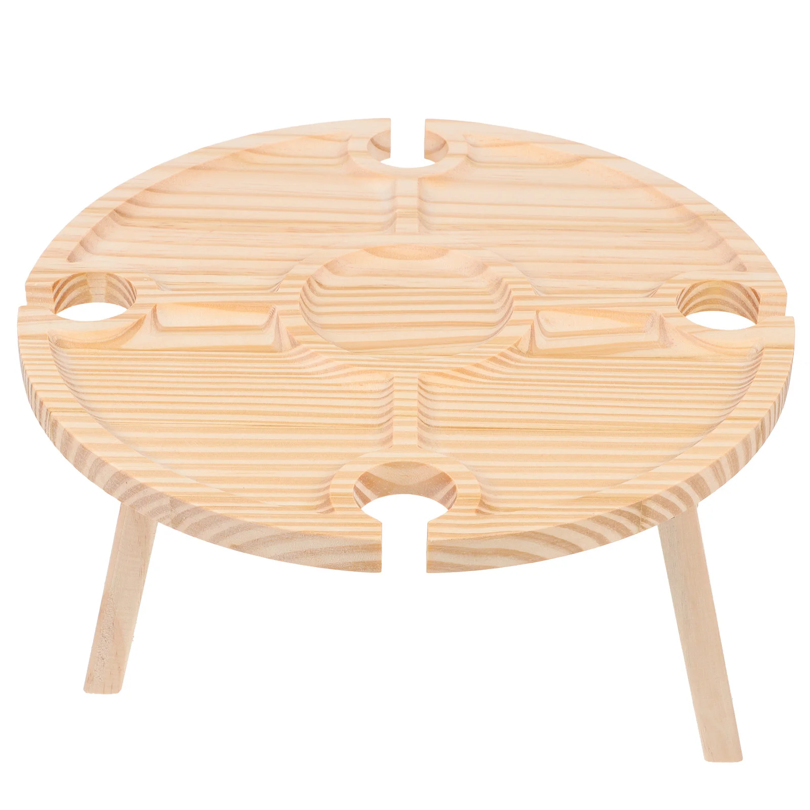 

1Pc Portable Round Table Wood Snacks Storage Table Food Serving Desk Table
