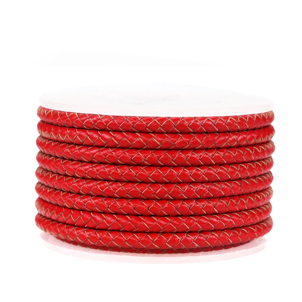 

XUQIAN Hot Selling 6mm with Round Braided Cord Genuine Real Leather Cord for Jewelry A0057