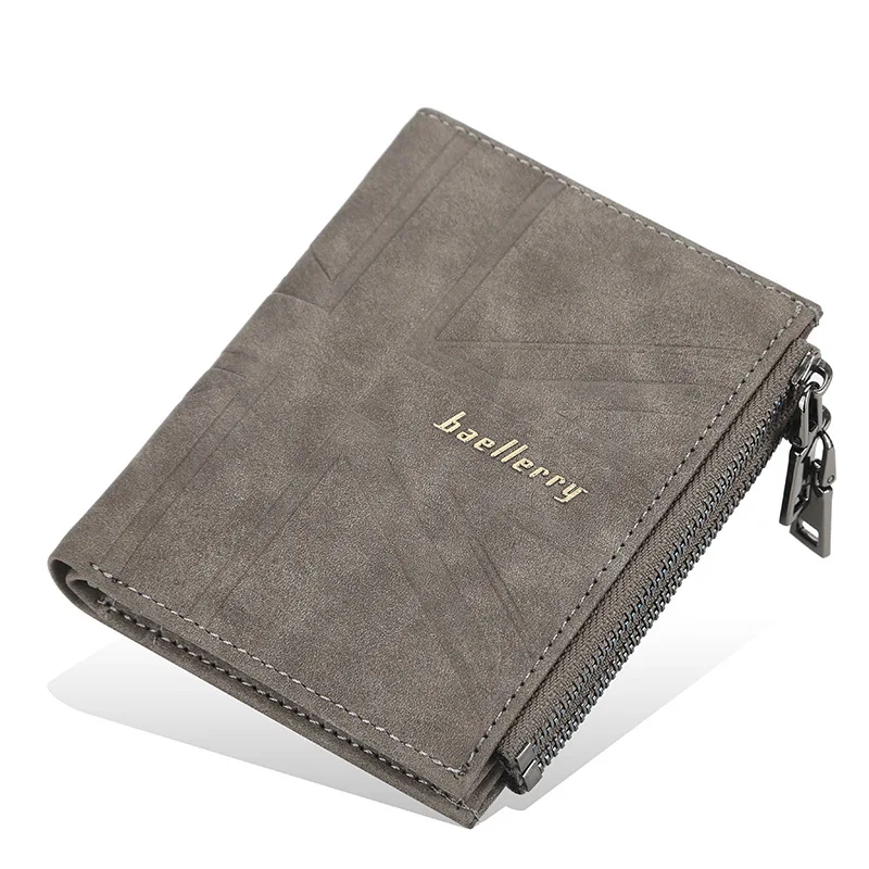 

Wallet Men'S Short Fashion Purse Korean Vertical Multi-Card Position Double Zipper Wallets Youth Card Bag Male Wholesale