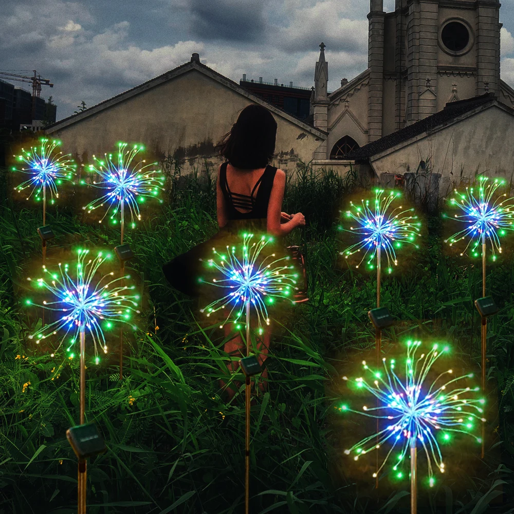 DIY обновления Солнечный фейерверк гирлянды светодиодные фонари для сада