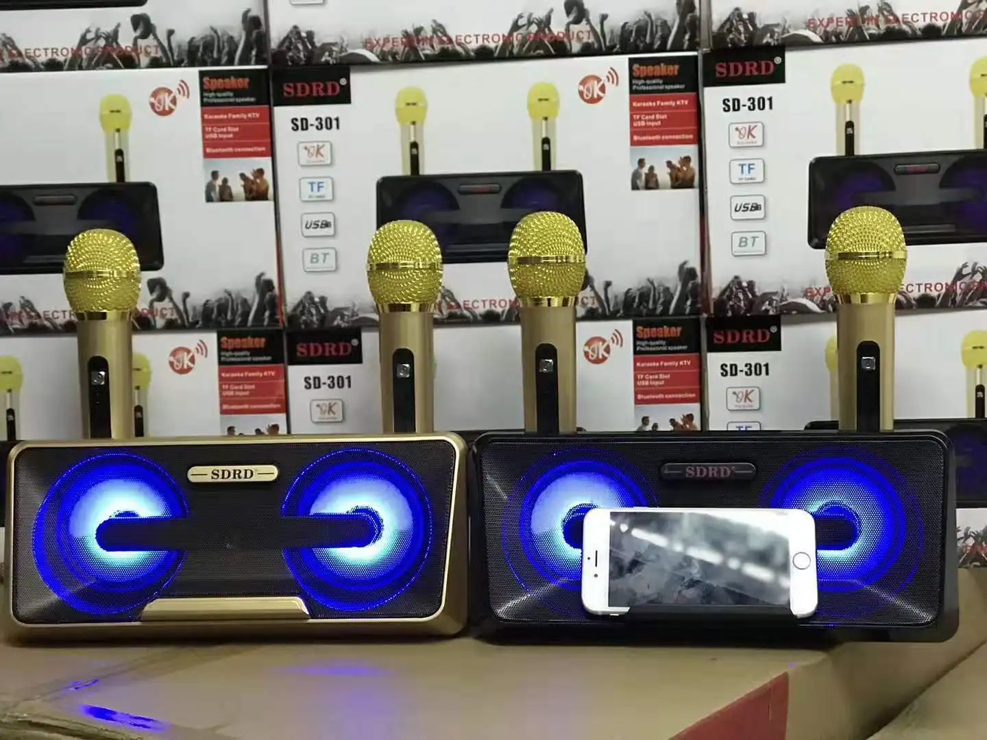 Sdrd301 беспроводной микрофон бытовой Ktv Открытый Портативный HIFI микрофон динамик мобильный телефон Bluetooth аудио Cara Ok машина