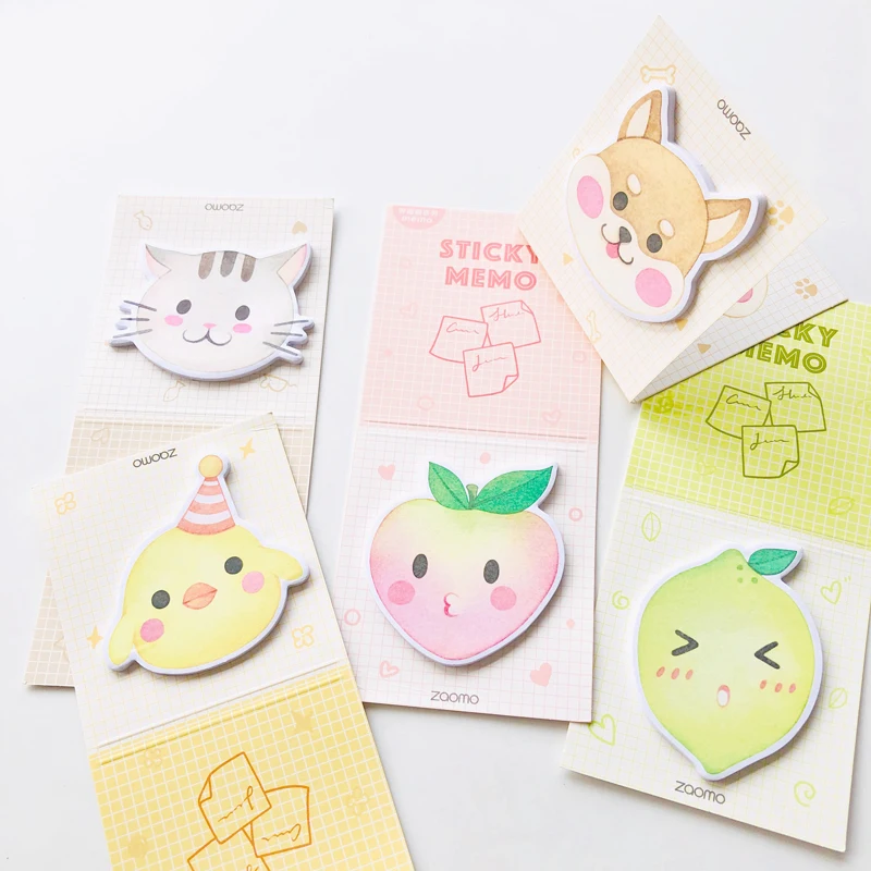30 страниц Kawaii складной персик утка Кошка Собака Набор стикеров для заметок школа закрепленный блокнот