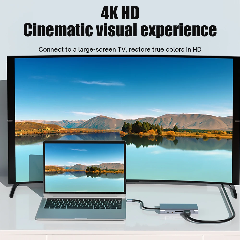 11 в 1 USB C концентратор адаптер типа к 4K HDMI VGA RJ45 Lan Ethernet SD/TF 3 5 мм AUX порт док-станция