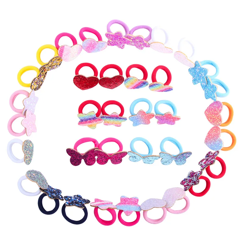 2 шт./компл. блестящая цветная резинка для волос детей эластичная с градиентными