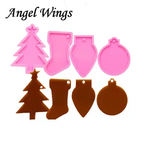 Рождественский носокукрашениедереволампакруг силиконовые формы для эпоксидной смолы формы для помадки декоративные формы из смолы DIY формы DY0108