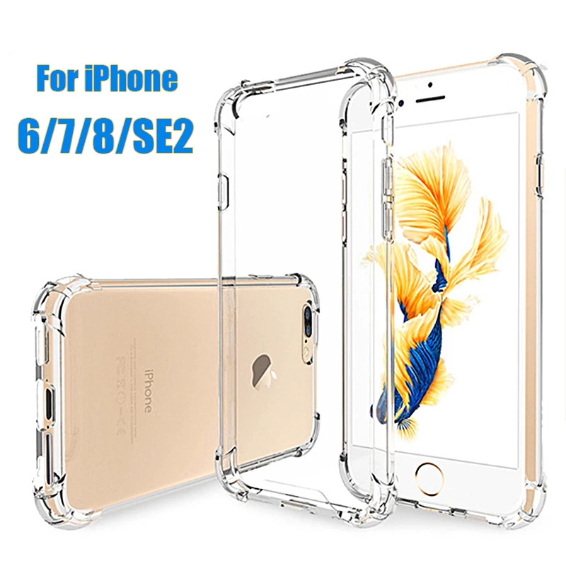 Transparent Silicone Case For iPhone 11 12 13 14 Pro max 7 Plus 6 6S 8 Plus Shockproof Soft Cover For Apple iPhone SE 2022 x xs