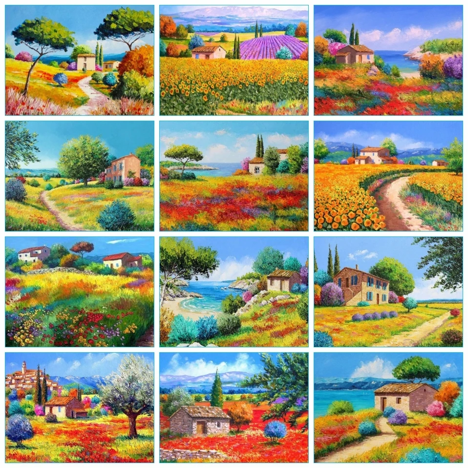 

AZQSD Алмазная художественная живопись ферма поле Алмазная вышивка пейзаж мозаика ручная работа рукоделие домашний Декор подарок наборы крестиков