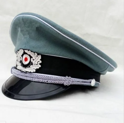 

2021 WWII WW2 GERMAN ARMY ELITE OFFICER WOOL VISOR HAT MILITARY CAP COLLECTION WAR REENACTMENTS cos cosplay hats