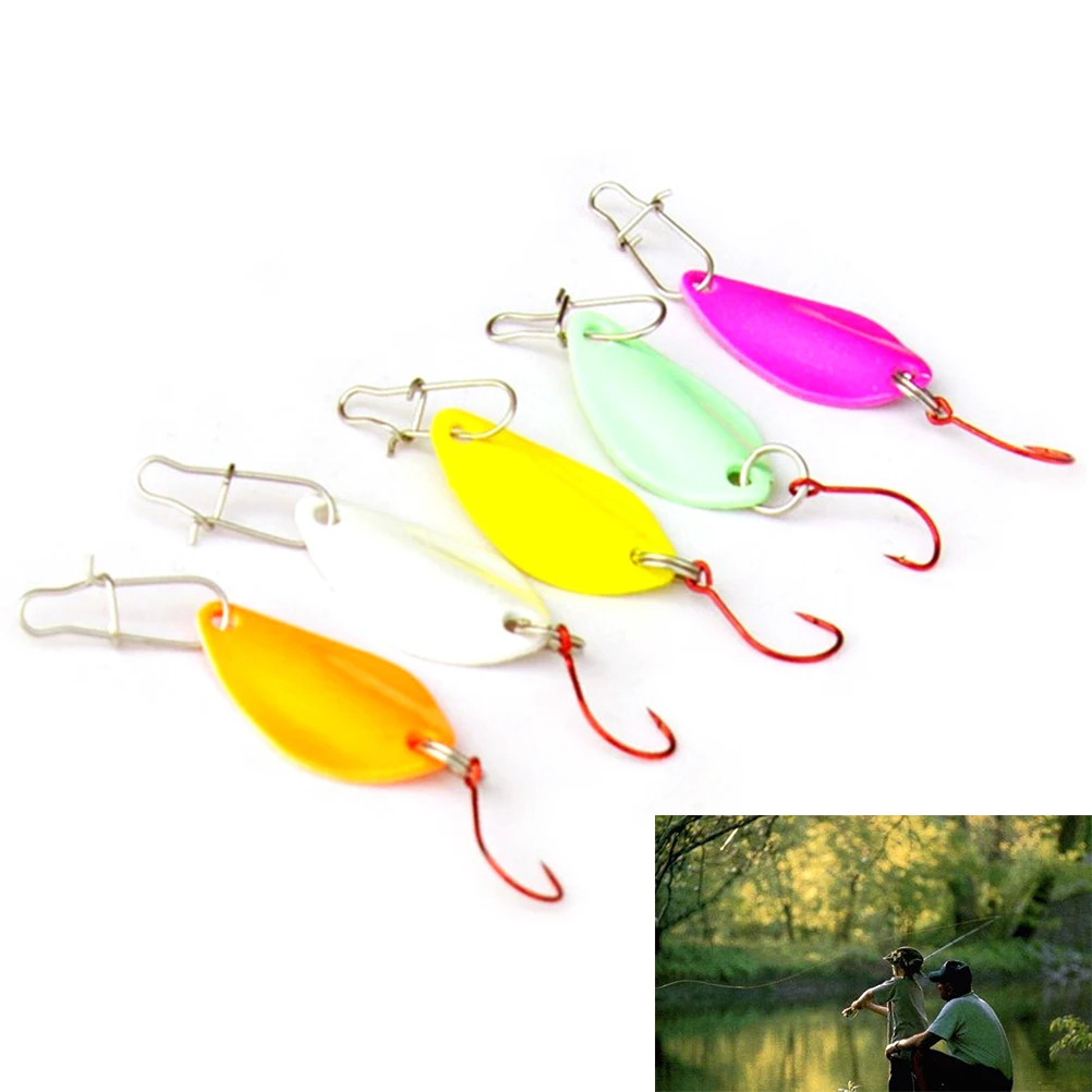 

5Pcs Metal Spoon Hook Fishing Lures Bait Spinner Baits Bass Tackle Box