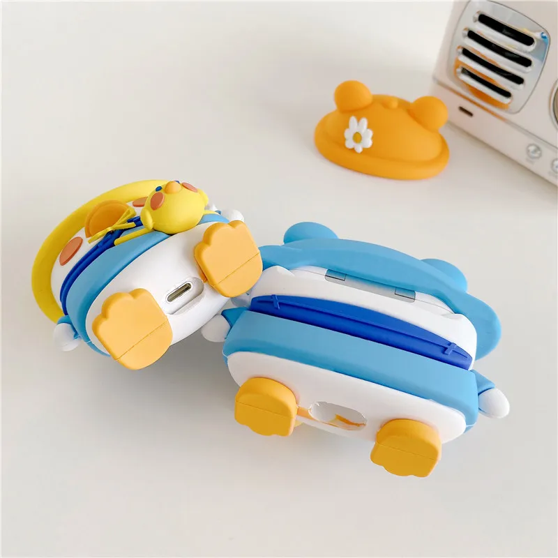 

Cute Cartoon Duck Silicone Earphone Case For Apple AirPods 3 2 1 Capas For air pods Pro Cases Funny Headphone Protection Covers