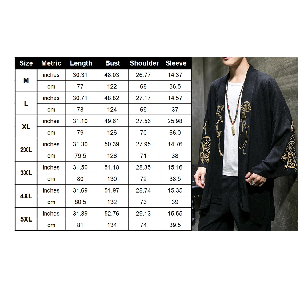

Show Trench Robe Oversized Chinese Style Male Hanfu Home Cosplay Ancient Coat Jacket Embroidery School Cotton Linen Black