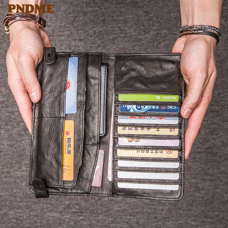 PNDME в винтажном стиле; дизайнерские стильные высококачественные туфли из овечьей кожи, мужской бумажник класса люкс ручной работы длинные мягкие теплые телефон клатч кошелек кредитных карт и не только
