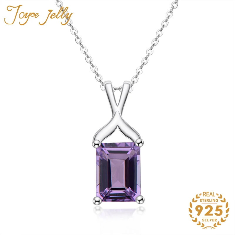

JoyceJelly luxury 925 Silver pendant Natural Topaz Amethyst octagonal 7X9mm simple gemstone Pendant for women wedding wholesale