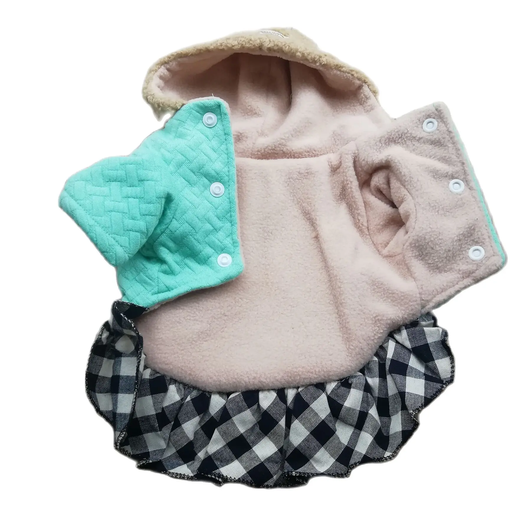 Зимняя одежда для собак маленьких теплая флисовая толстовка с капюшоном и рюшами