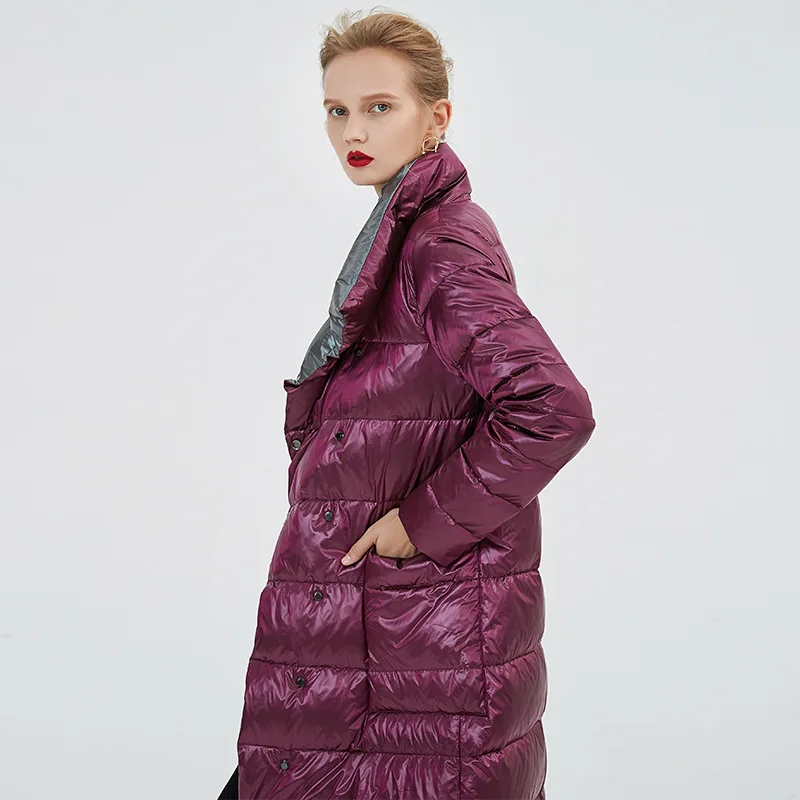 Пуховик с обеих сторон Женская длинная куртка выше колена новый стиль зима 2019