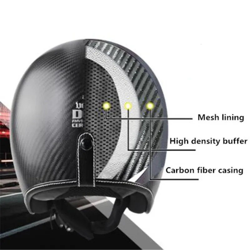 New Light good quality Carbon fiber motocross helmets vintage retro 3/4 open face helmet casque motocross free shipping enlarge