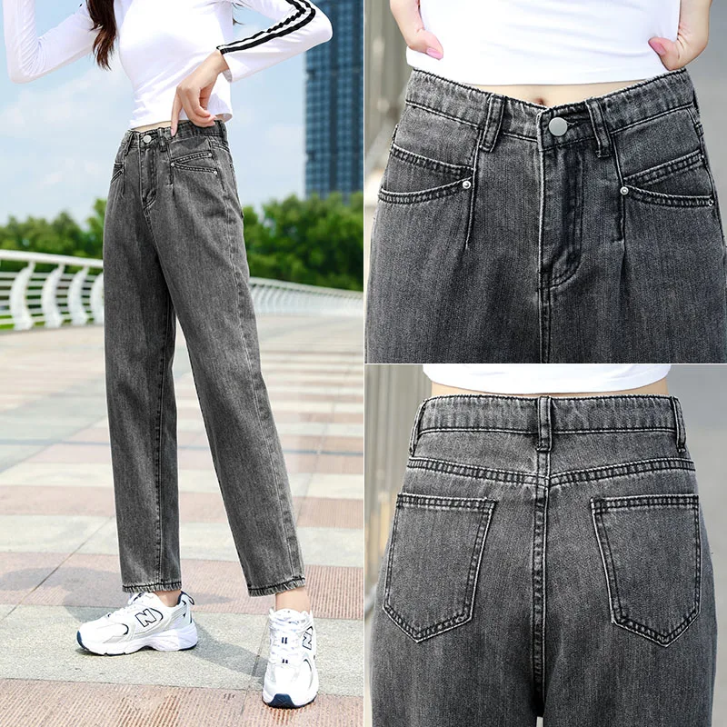 

2020 Women Vintage Loose Jeans Lady Big Plus Size S-5XL Ripped Pants Students High Waist Straight Baggy Wide Leg Casual Trouser