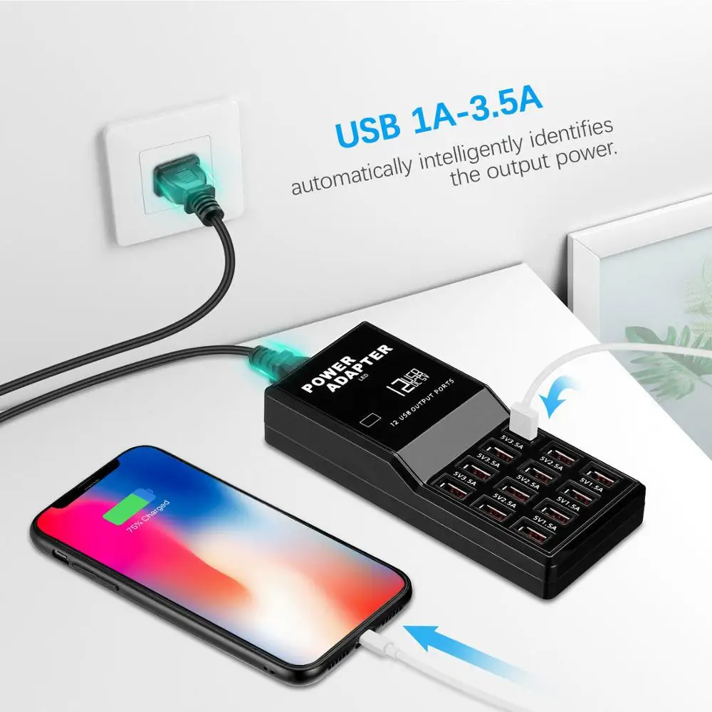Мульти 12 Порты и разъёмы зарядка через USB станция хаб настольное стены сотового