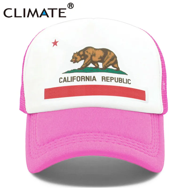 CLIMATE California, Кепка для водителя грузовика, мужская, медведь, флаг California, флаг, кепка s, женская, забавная, хип-хоп кепка, бейсбольная кепка, крутая, летняя, сетчатая Кепка - Цвет: Rose Cap