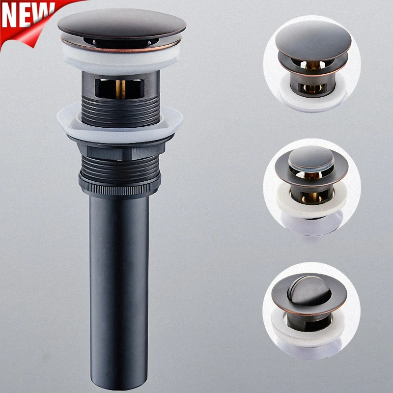 Слив для раковины в ванной комнате черная Выдвижная Стопорная стойка флип-верх