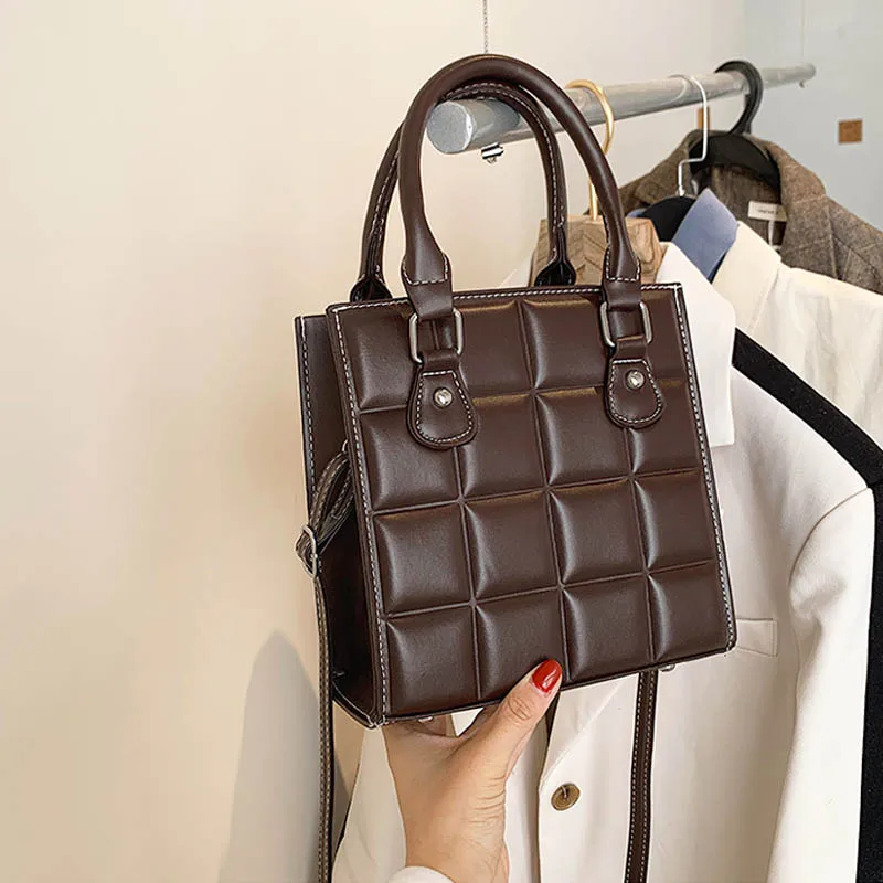 

Модная женская сумка на плечо, роскошная дизайнерская сумочка-тоут из искусственной кожи с ручками, однотонные женские мессенджеры в стиле ...