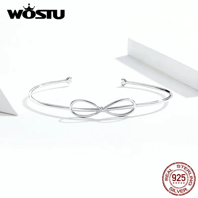 WOSTU 100% Настоящее серебро 925 пробы прекрасный браслет с бантом простой дизайн 2020
